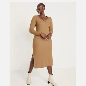 Old Navy Oatmeal Ribbed Henley Dress Women’s XL